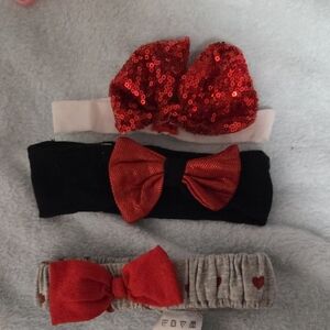 Set of Three Red and Black Bow Headbands
